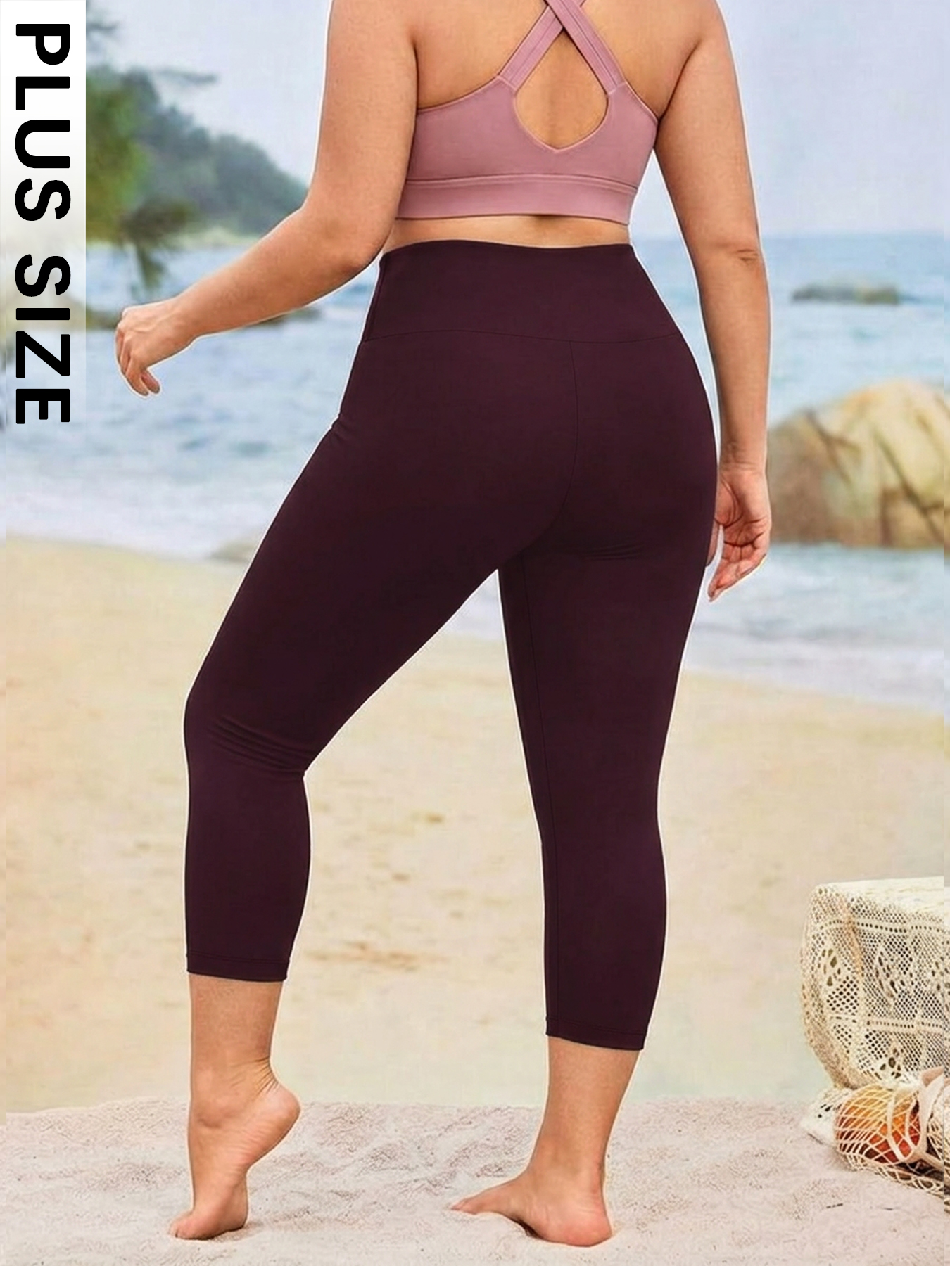 Pilates Yoga Leggings - Übergröße Damen High-Waist Capri-Hose Superweiche Bauchkontrolle