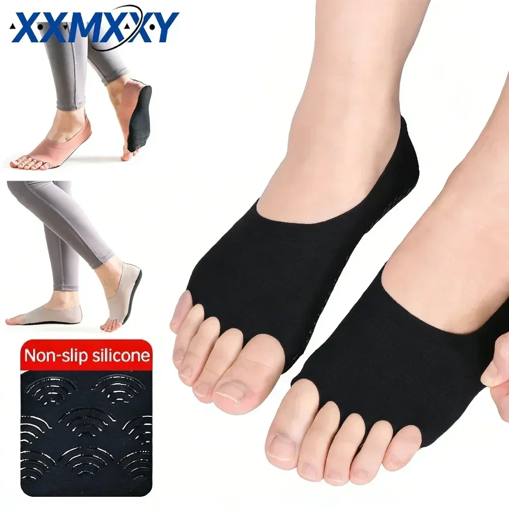Pilates Yoga Grip Socks - 1 Paar zehenfreie Yoga-Pilates-Socken, rutschfeste, atmungsaktive