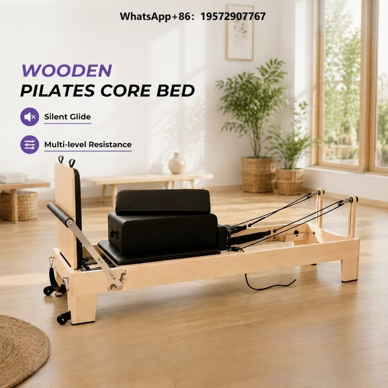 Pilates Yoga Home - Professioneller Pilates-Reformer aus weißem Ahornholz, verstellbares