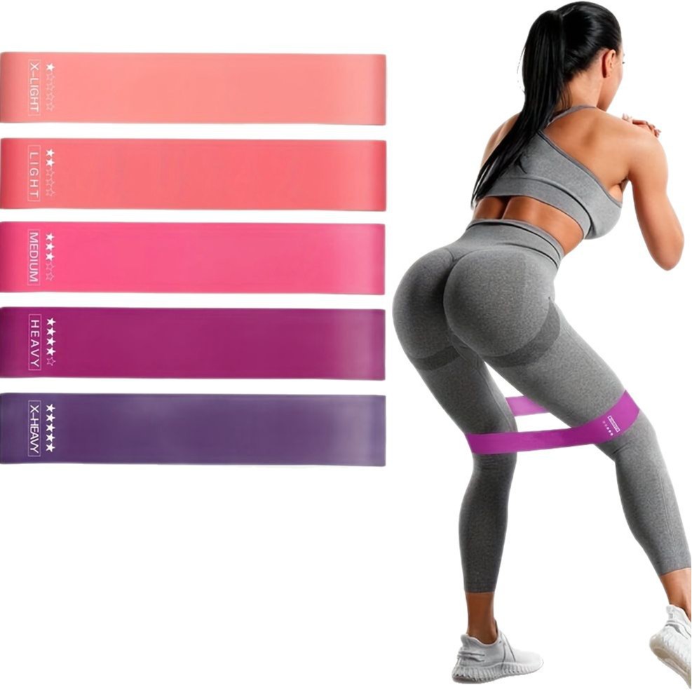 Pilates Yoga Kit - 5-teiliges Farbiges Widerstandsband-Set Tragbare Elastische Fitnessbänder