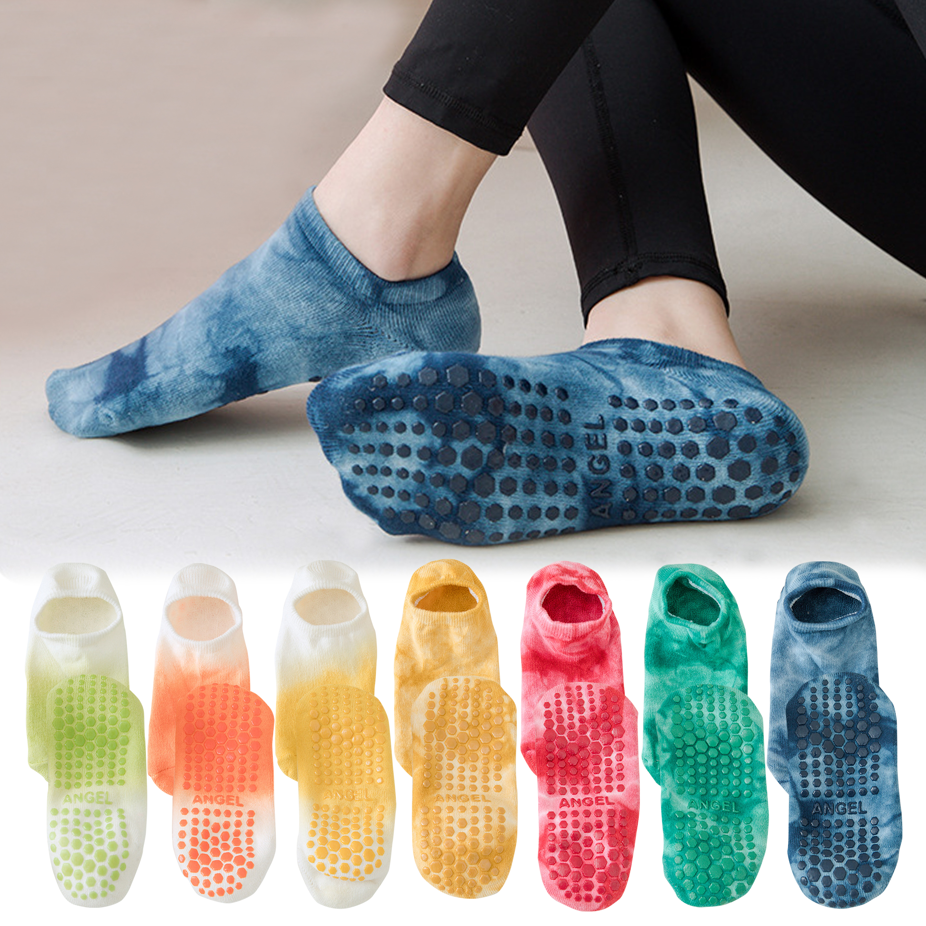 Pilates Yoga Grip Socks - 3 Paar rutschfeste Yoga-Griffsocken für Damen,