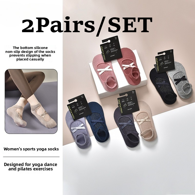 Pilates Yoga Kit - 2 Paar atmungsaktive, schweißabsorbierende Yoga-Socken aus