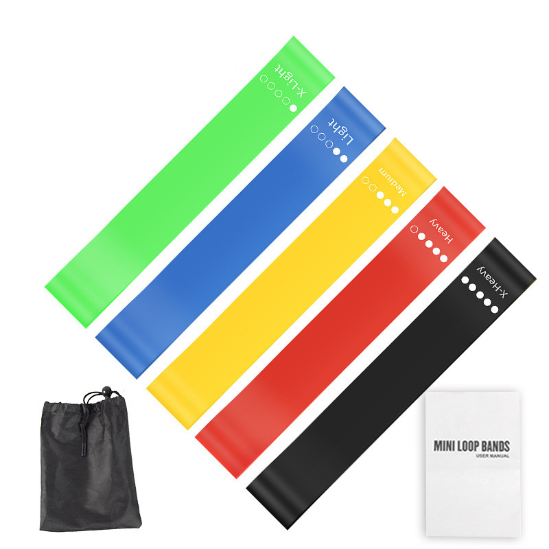 Pilates Yoga Kit - 5-teiliges TPE-Widerstandsband-Set mit Aufbewahrungstasche & Anleitung,