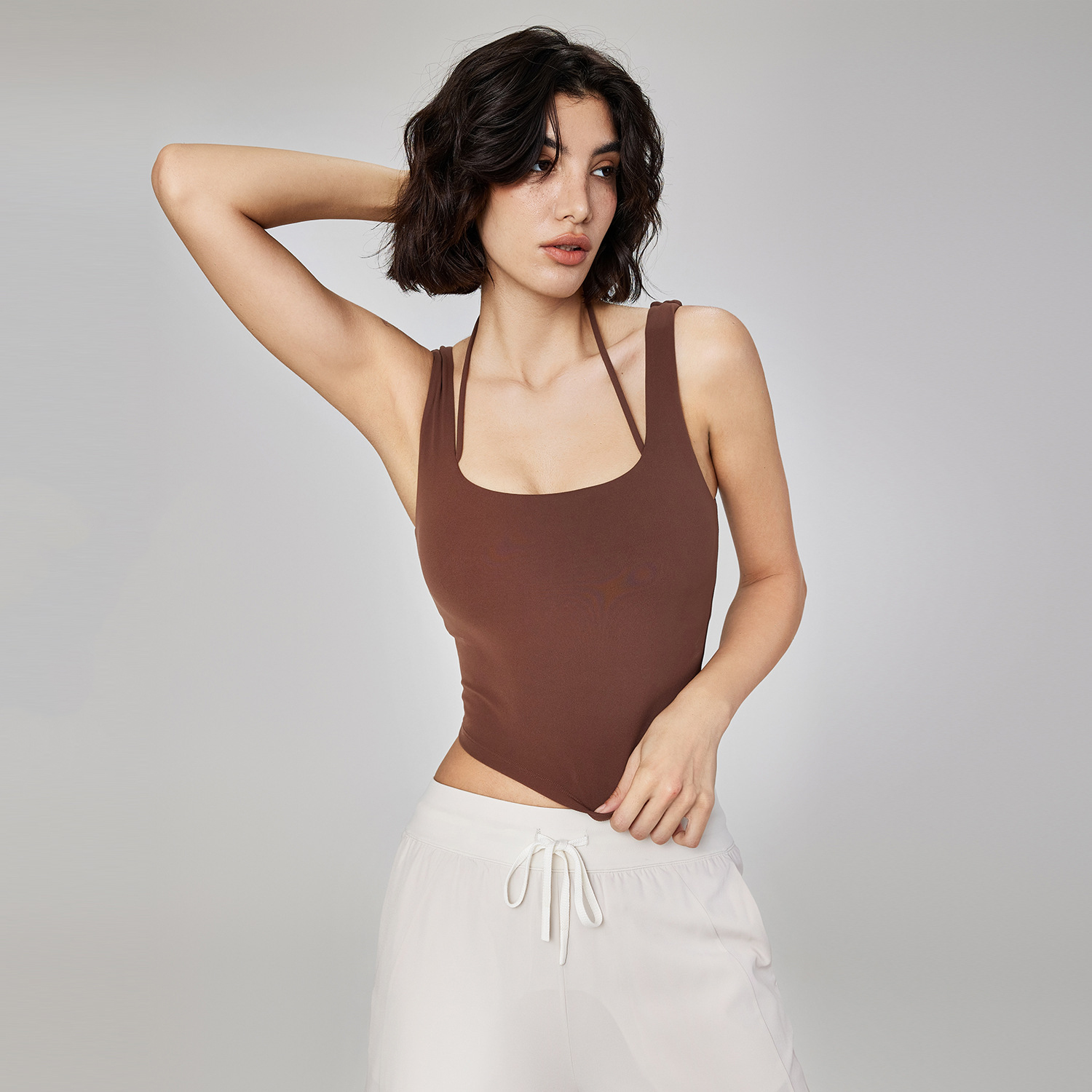 Pilates Yoga Sport - Nude Feel Fake Two-Piece Sport-BH mit