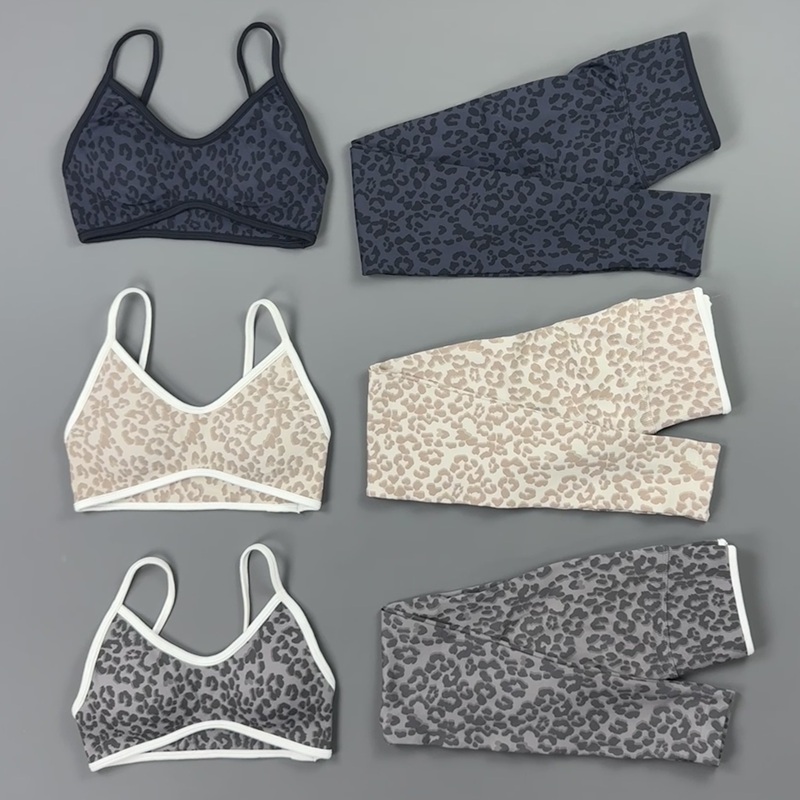 Pilates Yoga Kit - 2-teiliges Yoga-Set für Damen mit Leopardenmuster,