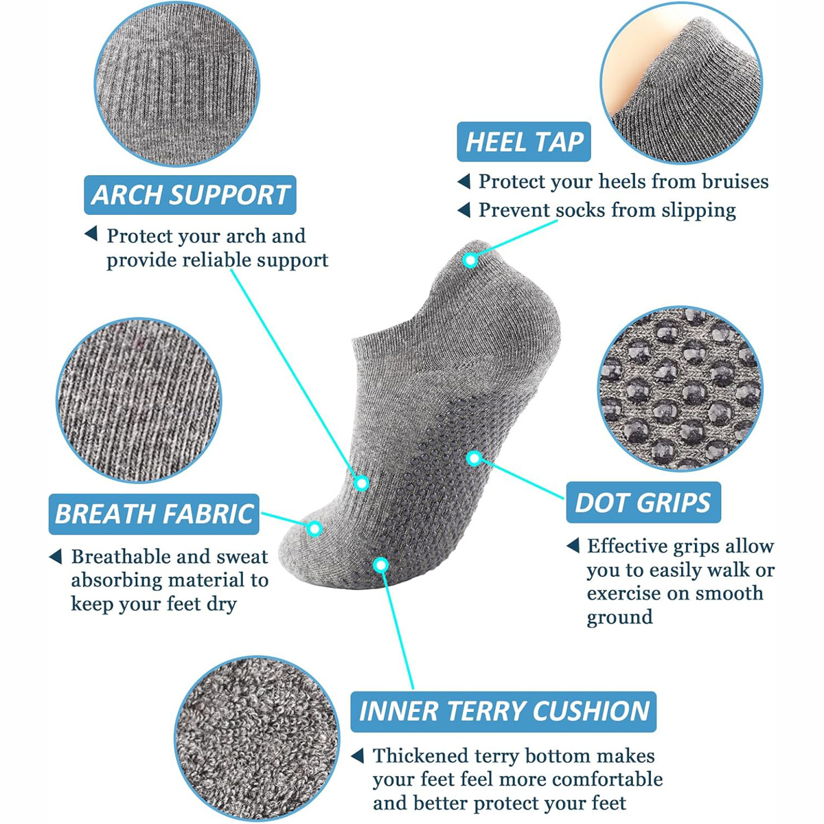 6 Paar Yoga Socken für Frauen  – Pilates Yoga Grip Socks Bewertung und Preis